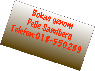 Bokas genom 
Pelle Sandberg  
Telefon:018-550239